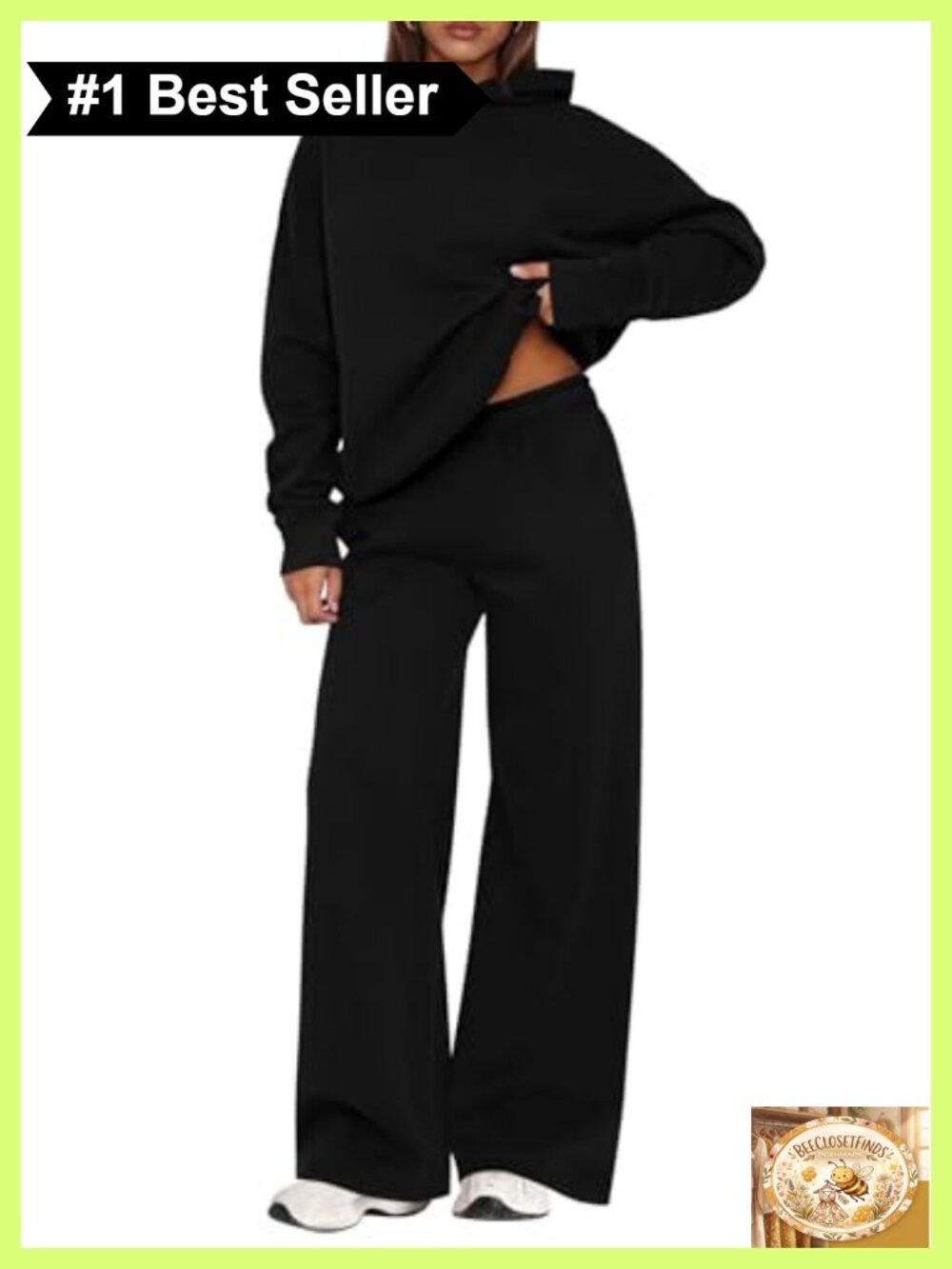 2 Piece Lounge Set Womens Sweatsuit Hoodie Wide Leg Sweatpants Cotton Blend